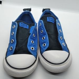 Converse Youth size 10 Blue/Black velcro shoes